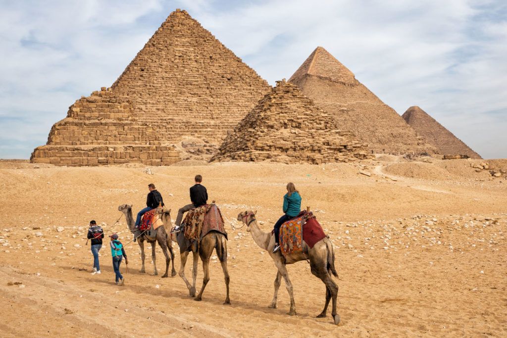 The Pyramids of Giza, Egypt (Coordinates: 29.9792°N, 31.1342°E)